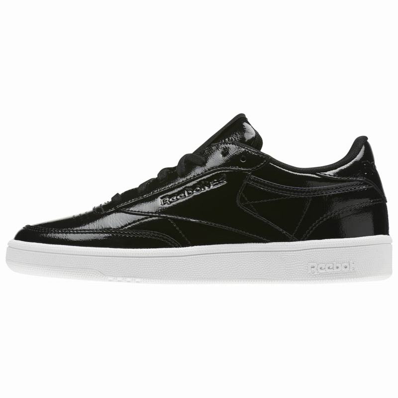 Tenisi Reebok Club C 85 Patent Dama Negrii/Albi Romania CD9777SI
